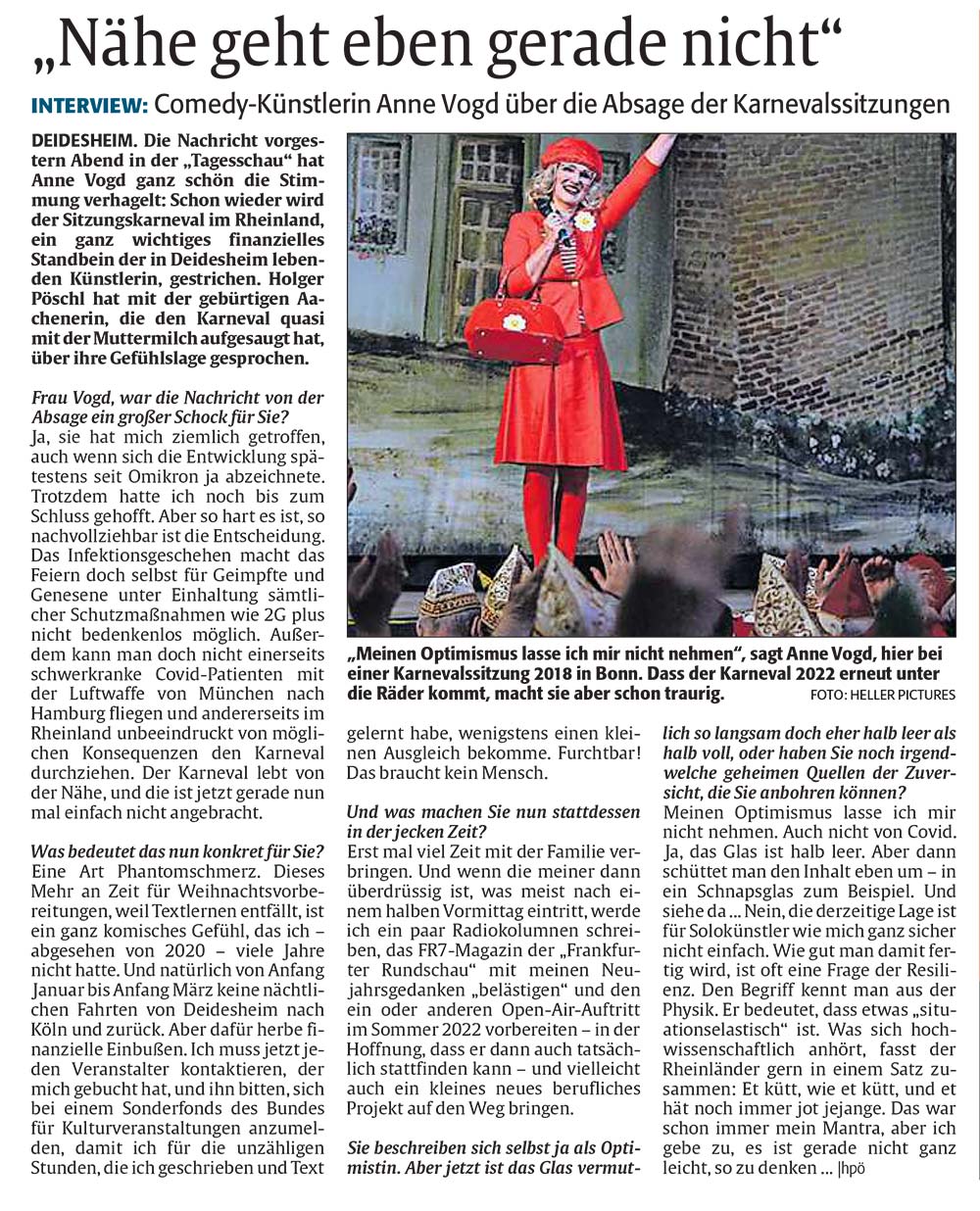 Interview zur Absage des rheinischen Saalkarnevals