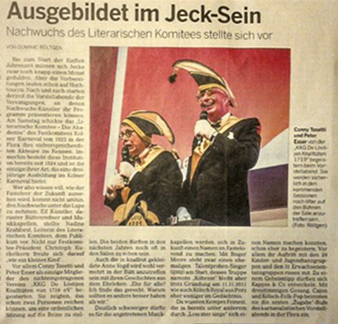 Kölnische Rundschau: Ausgebildet im Jeck-Sein